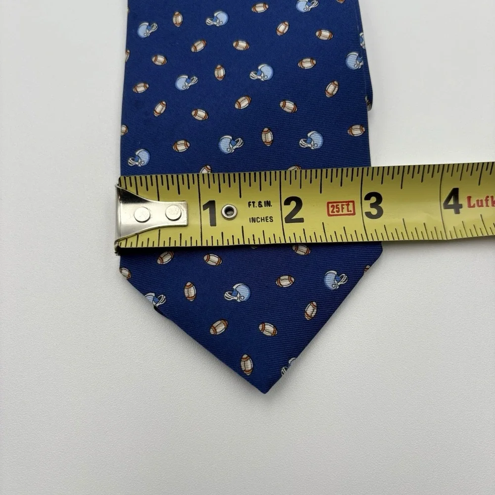 Brooks Brothers Makers Silk Tie Navy Blue Football Helmet Sports Made in USA
